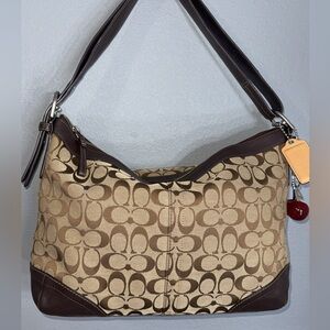 Brown/tan signature coach vintage hobo